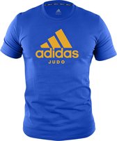 Adidas judo T-shirt | blauw met oranje opdruk | maat S