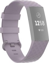 By Qubix - Fitbit Charge 3 & 4 siliconen diamant pattern bandje (Large) - Lichtpaars - Fitbit charge bandjes