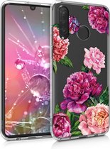 kwmobile telefoonhoesje voor Huawei P30 Lite - Hoesje voor smartphone in paars / poederroze / transparant - Bloemen Mix Pioenrozen design