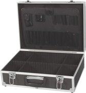 Perel Gereedschapskoffer, gereedschapshouders, tussenwanden verstelbaar, sleutelslot, 2 sleutels, aluminium, zwart, 455 x 330 x 152 mm