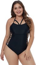 Crisscross Badpak Dames - Zwart - Maat XL 'Beatha'