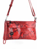 Slangenprint Leren Clutch / Schoudertas Rood