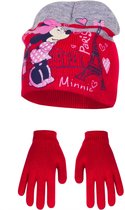 Disney Minnie Mouse muts + handschoenen - grijs - maat 54