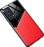 Voor OPPO Reno6 Pro + 5G All-inclusive leer + beschermhoes van organisch glas met metalen ijzeren plaat (rood)