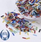 Bugles glas kralen, mix 6 mm, +/- 440 stuks