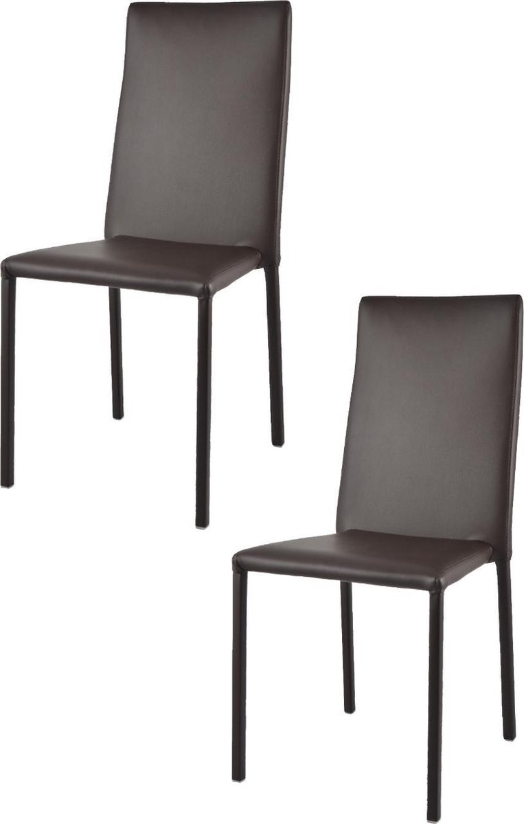 Tommychairs Julia - Eetkamerstoelen - Set van 2 - Mokka - Kunstleer & Metaal