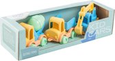 ELFIKI Kid Cars - Set van 3 Bouwvoertuigen - Betonmolen - Kiepwagen - Kraanwagen - Auto Strandset voor Jongens en Meisjes - Duurzaam speelgoed - Kinderspeelgoed 1 Jaar - Zandbak speelgoed - Bioplastic
