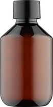 Lege plastic fles 200 ml PET amber - met zwarte dop - set van 10 stuks - navulbaar - Leeg
