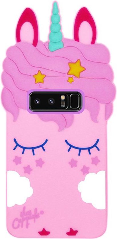 - ADEL Siliconen Back Cover Softcase Hoesje Geschikt voor Samsung Galaxy Note 8 - Eenhoorn Roze