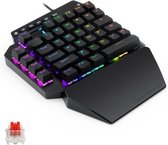 K700 44 toetsen RGB lichtgevend schakelbaar gaming-toetsenbord met één hand, kabellengte: 1 m (rode schacht)