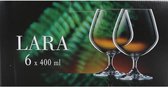 Set van 6 Cognacglazen KRISTAL - 400ml - Europese productie Lara Crystalex