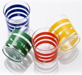 Set 4 stks Waterbril 0,345L Glas Gestreept Multicolor House Benetton