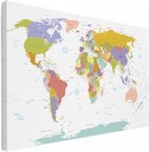 Wereldkaart Alle Landen - Pastel - Canvas 100x50