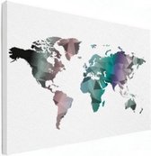 Wereldkaart Geometrische Kleuren - Canvas 120x90