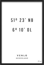 Poster Coördinaten Venlo A2 - 42 x 59,4 cm (Exclusief Lijst)