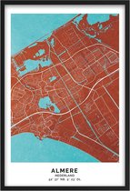 Poster Stad Almere - A3 - 30 x 40 cm - Inclusief lijst (Zwart MDF)