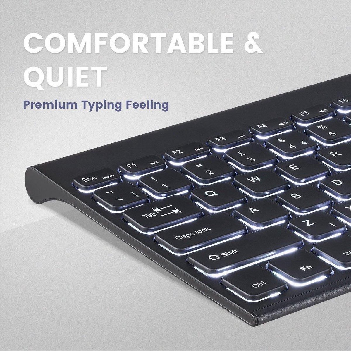 Perixx Periboard 429 compact ergonomisch toetsenbord - Stille Scissor toetsen - backlight - QWERTY/US