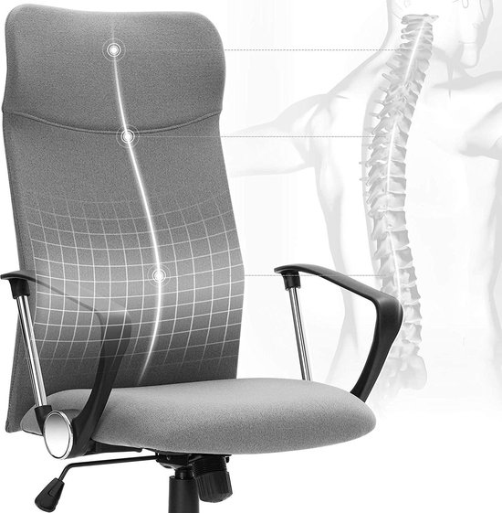 Vinsetto Fauteuil de bureau chaise pour ordinateur ergonomique dossier  inclinable assise pivotant hauteur réglable accoudoir rembourré gris
