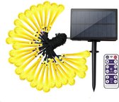 Tuinverlichting op zonne-energie - Solar lichtslinger – Feest verlichting– Lichtsnoer – 60 Leds – 11 meter – Met afstandsbediening – Dimbaar – Waterdruppels – Warm licht