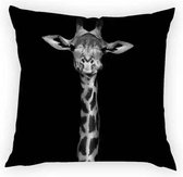 Dieren kussenhoes Giraffe - Black and White - Fotoprint - Sierkussen - 45x45 cm