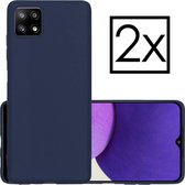 Samsung Galaxy A22 Hoesje (5G) Back Cover Siliconen Case Hoes - Donker Blauw - 2 Stuks