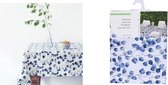 Tafelkleed stof - blauwe eucalyptus bladeren - tafelaankleding tafellinnen eettafel - tafelversiering diner - natuurlijke print royal blue - 130 x 180 cm