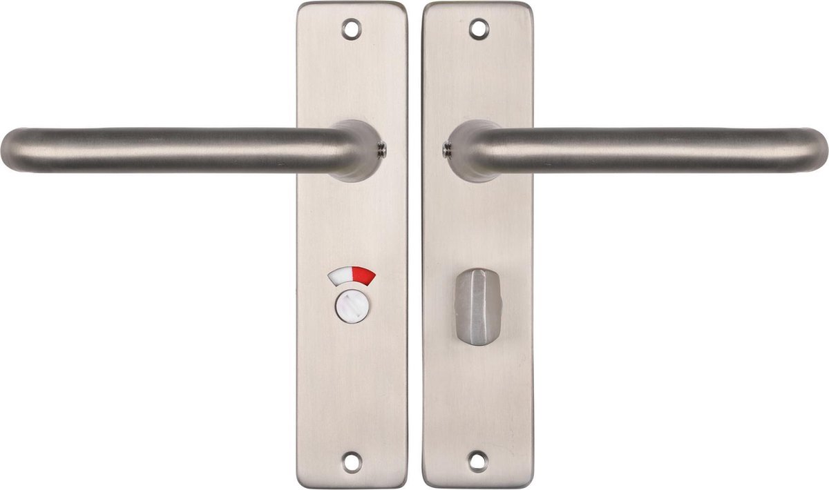 Starx Deurklink Zilver - RVS Look – Deurbeslag – Deurschild met Toiletsluiting (WC57–5) – Deurklink Coupe