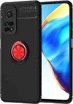 Voor Geschikt voor Xiaomi Mi 10T Pro metalen ringhouder 360 graden roterende TPU-hoes (zwart + rood)