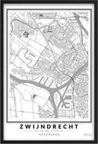 Poster Stad Zwijndrecht - A4 - 21 x 30 cm - Inclusief lijst (Zwart Aluminium)