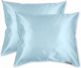 Beauty Pillow® - Satijnen Kussenslopen - Voordeelset - Duo Pack - 60x70 cm - Old Blue