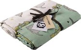 Briljant Baby Inbakerdoek Swaddle Hydrofiel 120 x 120 - Dino - Groen en Roze - 2 Stuks