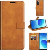 Voor OPPO Reno6 5G Retro Kalf Patroon Gesp Horizontale Flip Lederen Case met Houder & Kaartsleuven & Portemonnee (Geel)