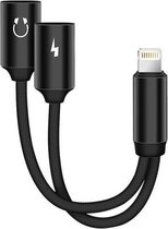 Trendfield iPhone Lightning Splitter - iPhone Adapter voor Audio en Opladen - Zwart