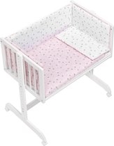 Interbaby Wieg/co-sleeper Kroon 55 X 85 Cm Hout Wit/roze 5-delig