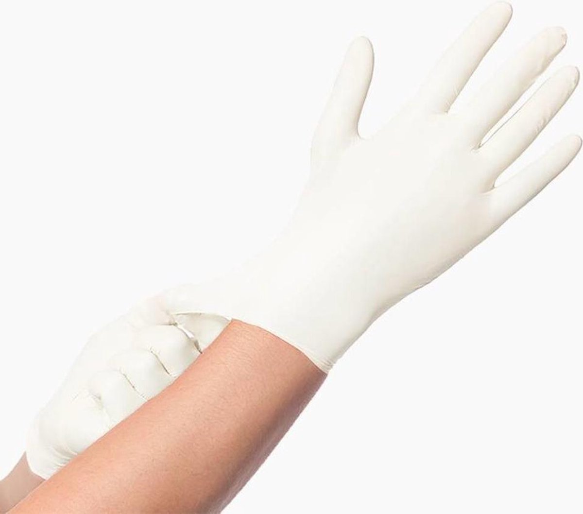 Wegwerp latex handschoenen - licht gepoederd - wit - maat M - 100 stuks - WDMT