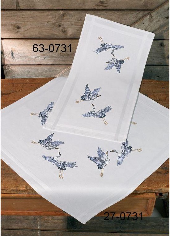 Verrijken Praten Klacht Voorbedrukt tafelkleed kraanvogel met steelsteek 80x80 cm van Permin  27-0731 | bol.com