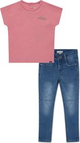 Koko Noko BIO Basics Set(2delig) Jeans NORI blauw en Shirt Noemi bright pink - Maat 74/80