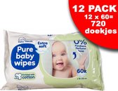 Baby Needs Pure Baby Wipes 12-pack á 60 wipes  - Totaal 720 doekjes!