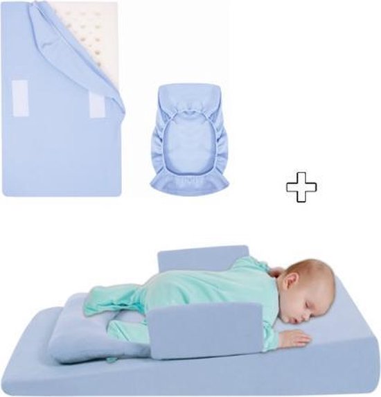 Baby anti reflux matras & Hoeslaken - Combinatie - Blauw - Reflux kussen -  Baby... | bol.com
