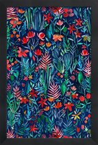 JUNIQE - Poster in houten lijst Tropische inkt - patroon -30x45 /Blauw