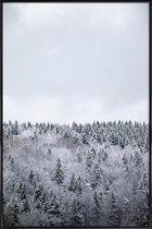 JUNIQE - Poster met kunststof lijst White Winter Forest -13x18 /Grijs