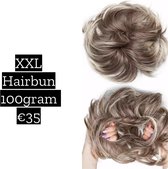 Hairbun XXL EXTRA groot 100gram haarstuk crunchie Updo Ash Brown Bleach Blond Mix