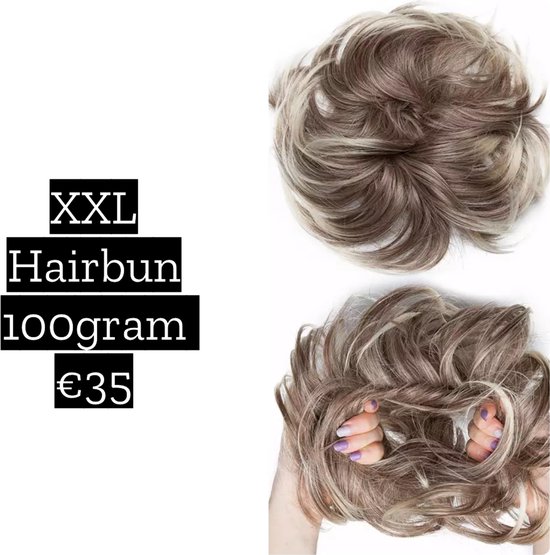 Dwars zitten spuiten Afgrond Hairbun XXL EXTRA groot 100gram haarstuk crunchie Updo Ash Brown Bleach  Blond Mix | bol.com