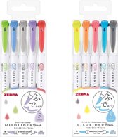 Zebra Mildliner - Brush pennen - Dubbelzijdig - Koel en friendly kleuren - 2 sets van 5