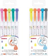 Zebra Mildliner - Brush pennen - Dubbelzijdig - Bright en friendly kleuren - 2 sets van 5