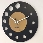 WANDKLOK - Stil uurwerk – Handgemaakt – ATOMIUM BLACK & CAFE CIRCLE - MODERN DUTCH DESIGN