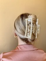 Luxe haarklem - Sierklem -  Haarklauw - Haarklem - Haarklem groot - voor dik haar - Haarspeld - Witte - Parels - Luxe haarklem - Vierkant - voor dun haar - Haar accessoire - Cadeau