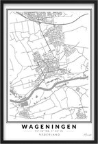 Poster Stad Wageningen - A2 - 42 x 59,4 cm - Inclusief lijst (Zwart Aluminium) Citymap - Stadsposter - Plaatsnaam poster Wageningen - Stadsplattegrond