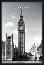 Poster Londen - A2 - 42 x 59,4 cm - Inclusief lijst (Zwart Aluminium)