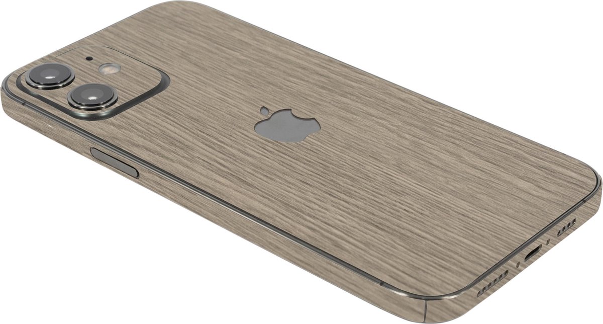 ScreenSafe Skin iPhone 12 Mocha Wood met logo